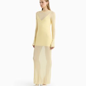 AYLA sheer cable maxi dress in butter yellow AYLA sheer cable maxi dress in butter yellow