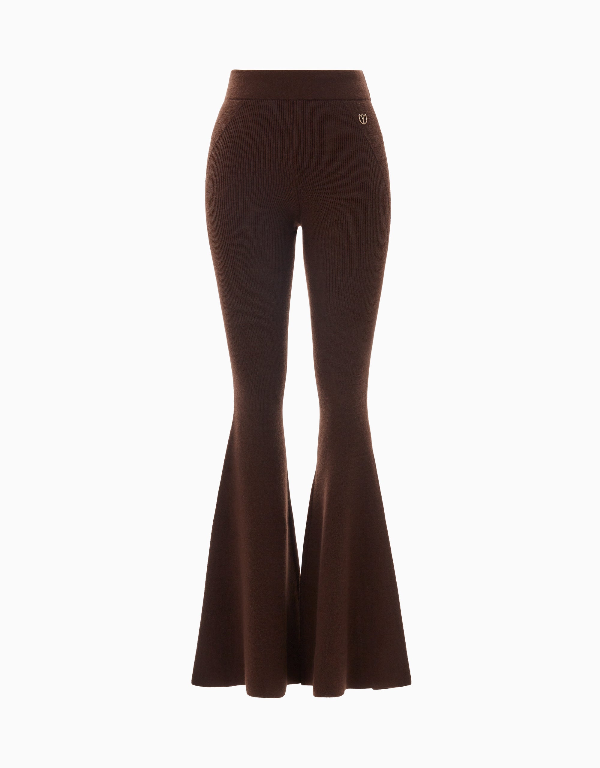 FREYA cashmere ribbed knit flare pant in espresso
