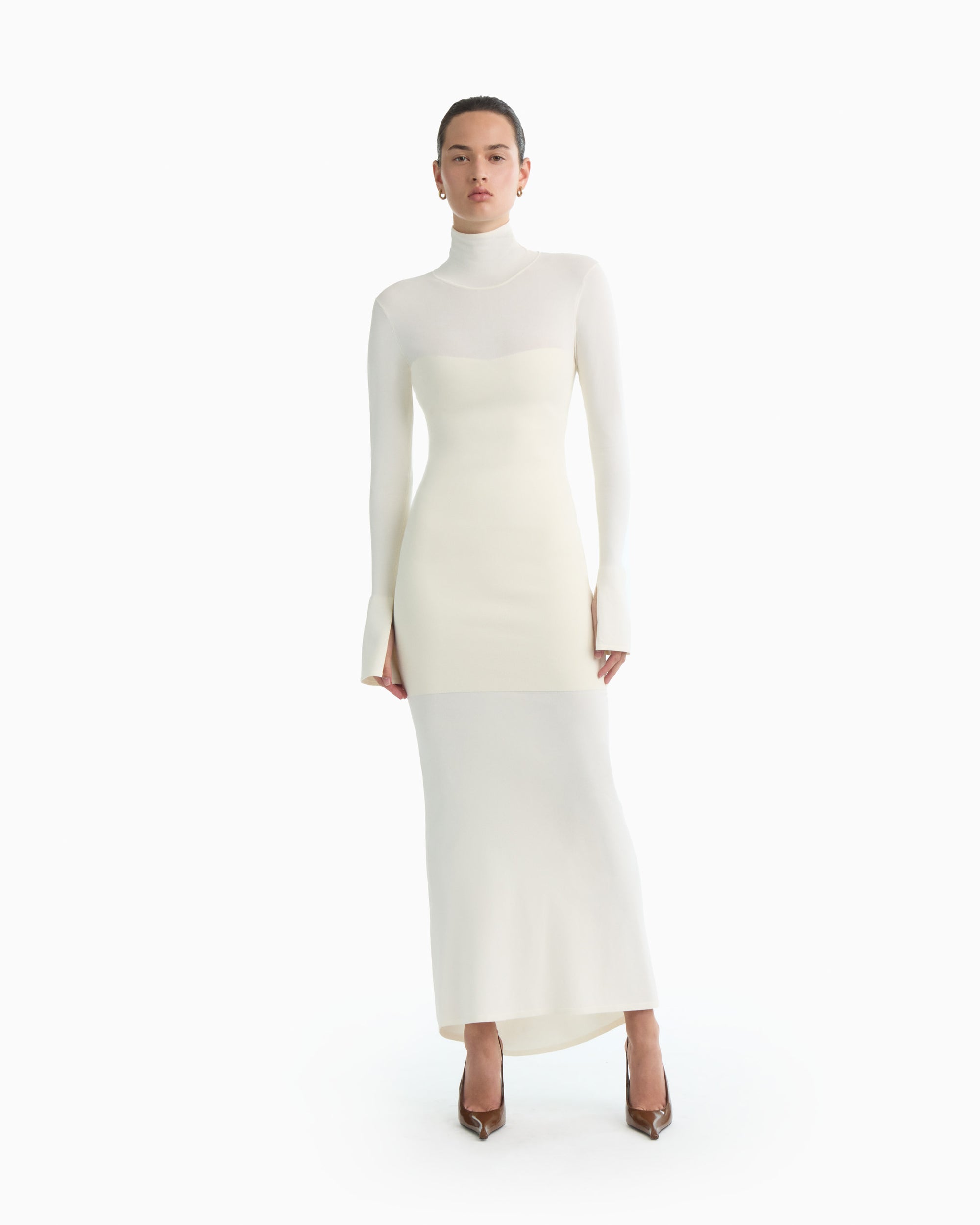 CHARLIE turtle neck dress in cream CHARLIE turtle neck dress in cream