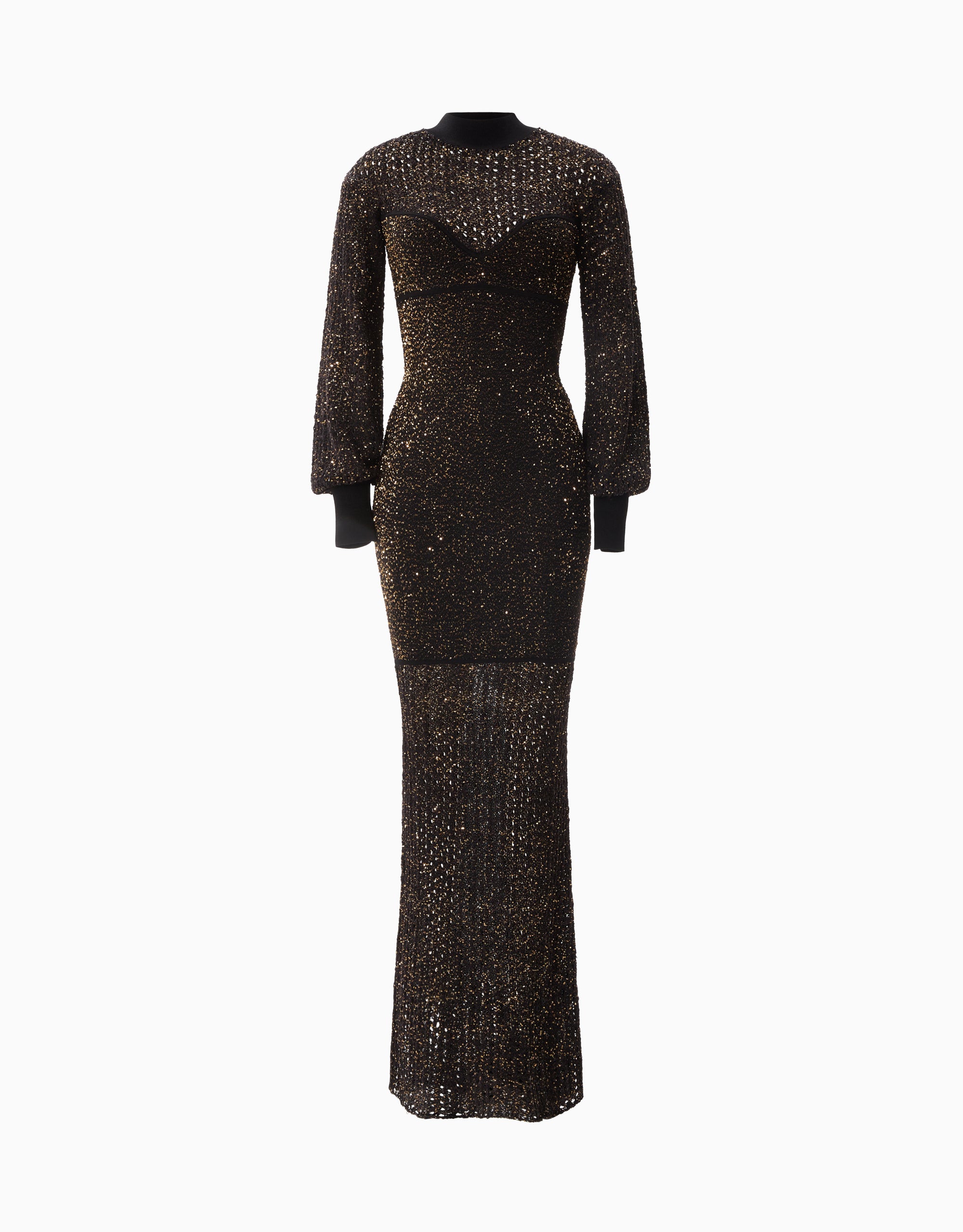 GAIA crochet sequin maxi dress in black gold GAIA crochet sequin maxi dress in black gold