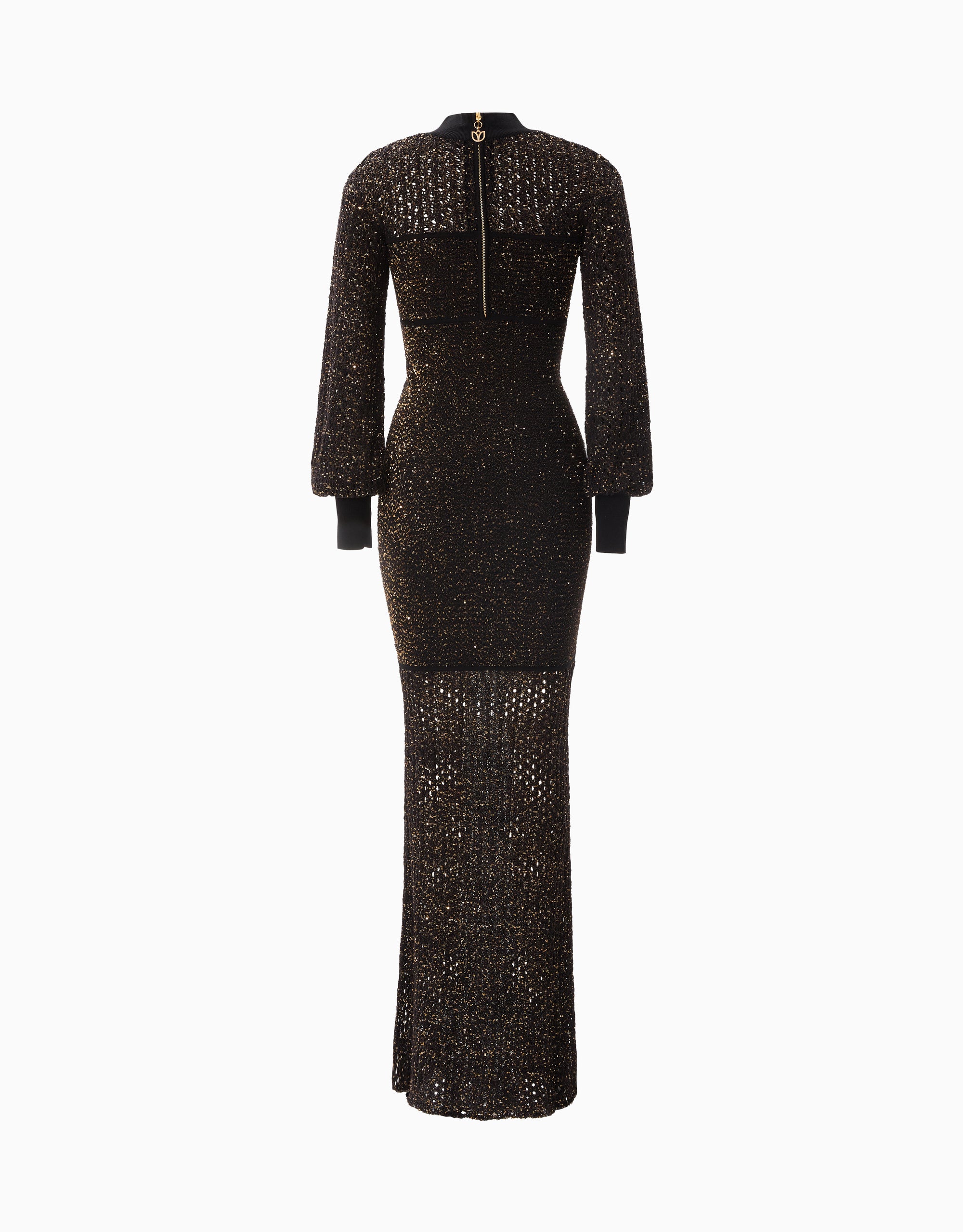 GAIA crochet sequin maxi dress in black gold GAIA crochet sequin maxi dress in black gold
