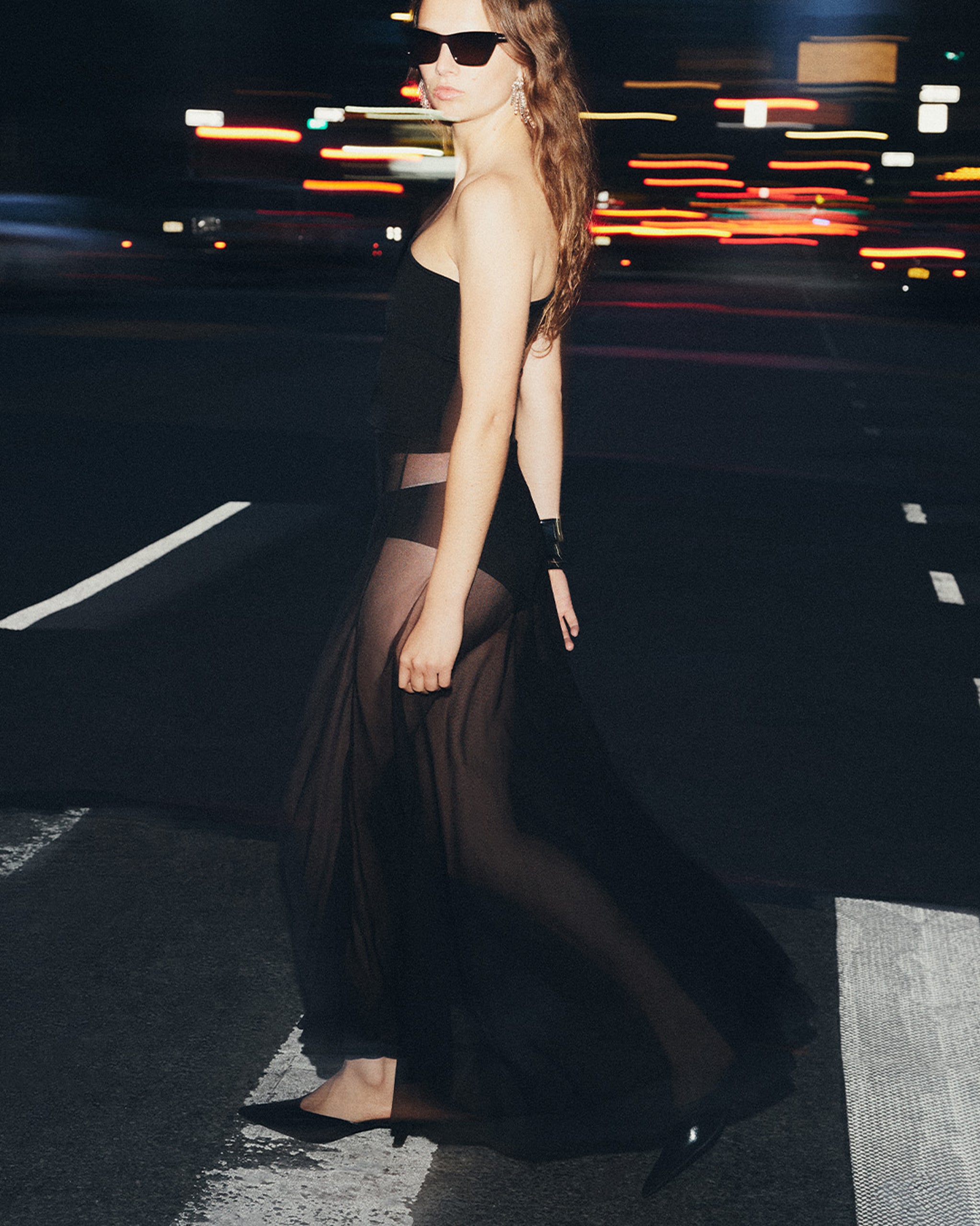 Dodiee Paz Sheer Maxi Skirt in Noir L