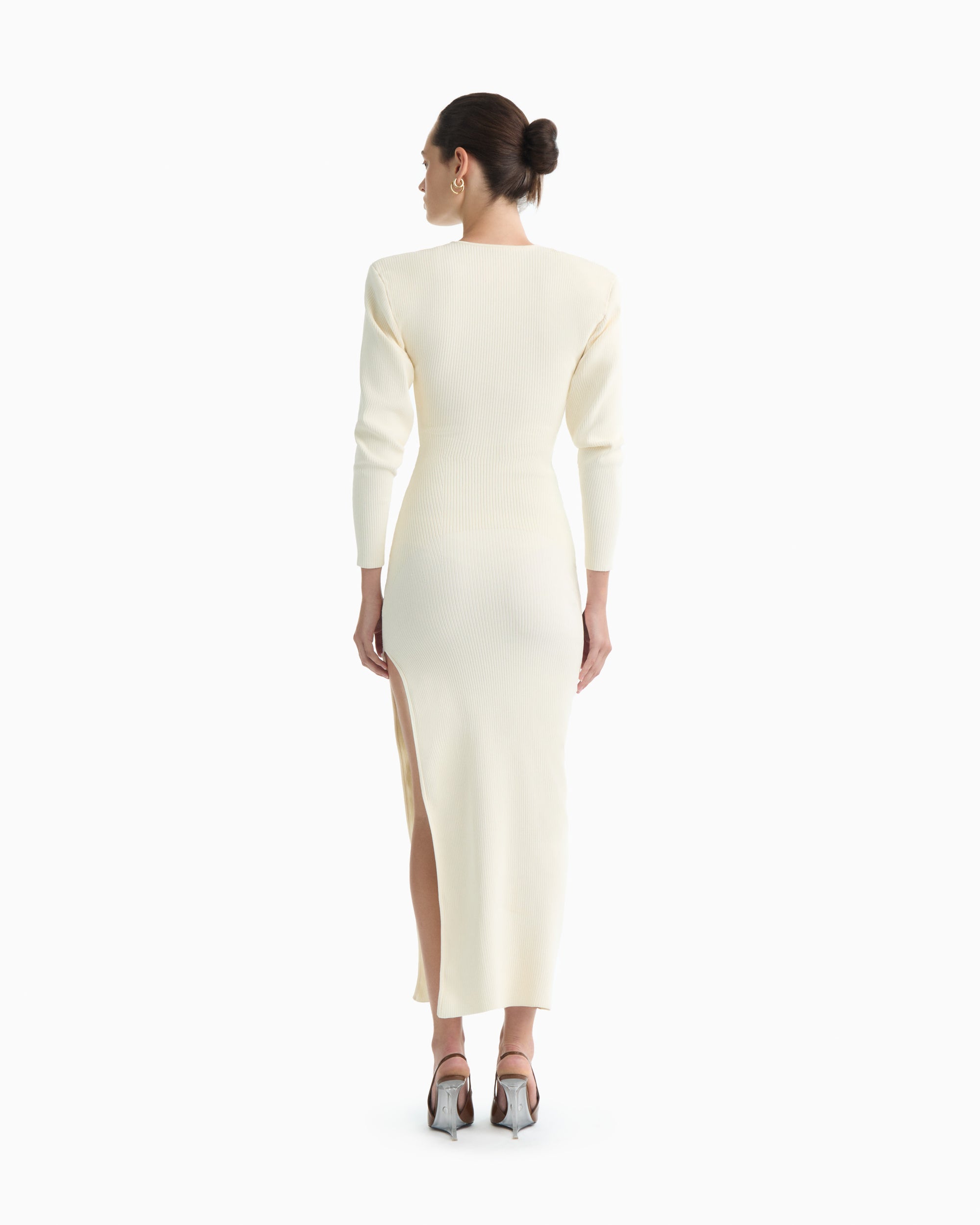EVE deep v shoulder maxi dress in cream EVE deep v shoulder maxi dress in cream