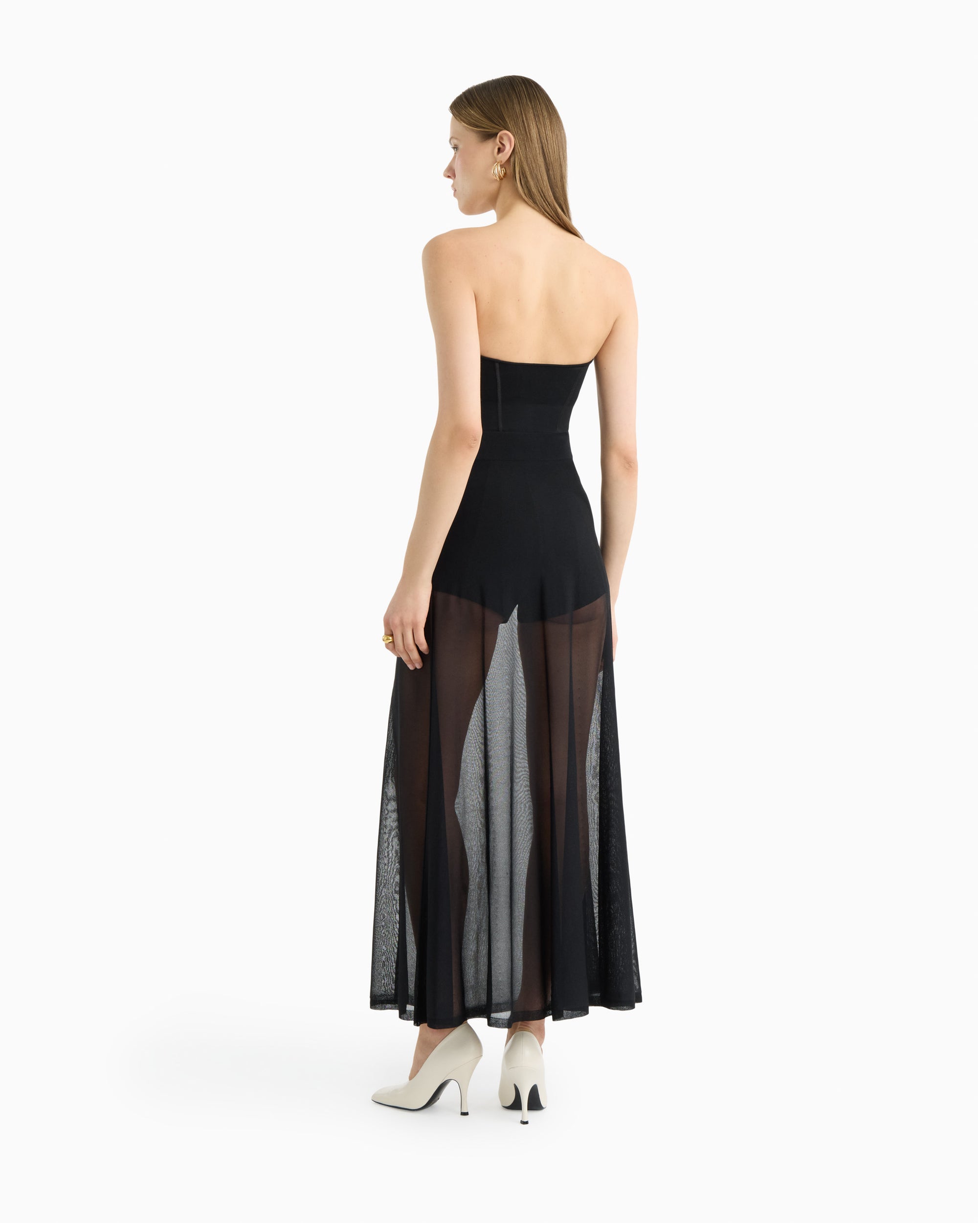 PAZ sheer maxi skirt in noir PAZ sheer maxi skirt in noir