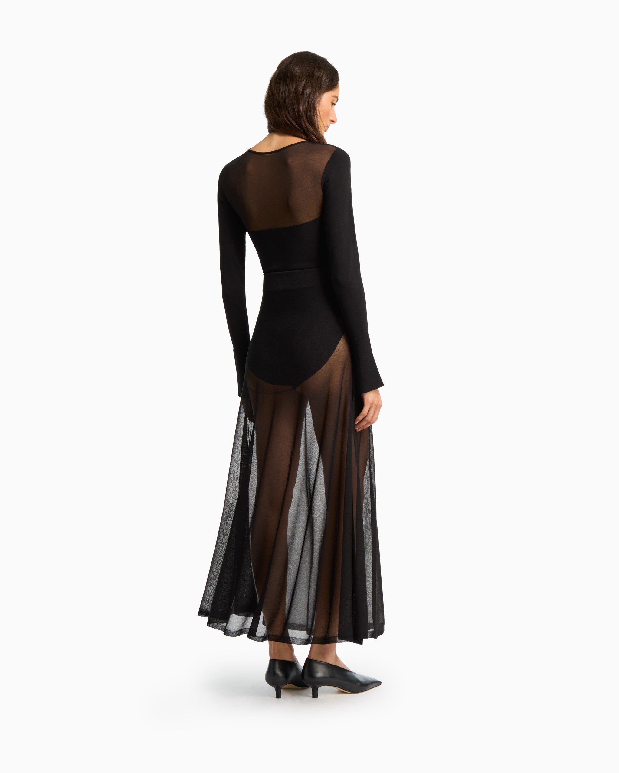 PAZ sheer maxi skirt in noir