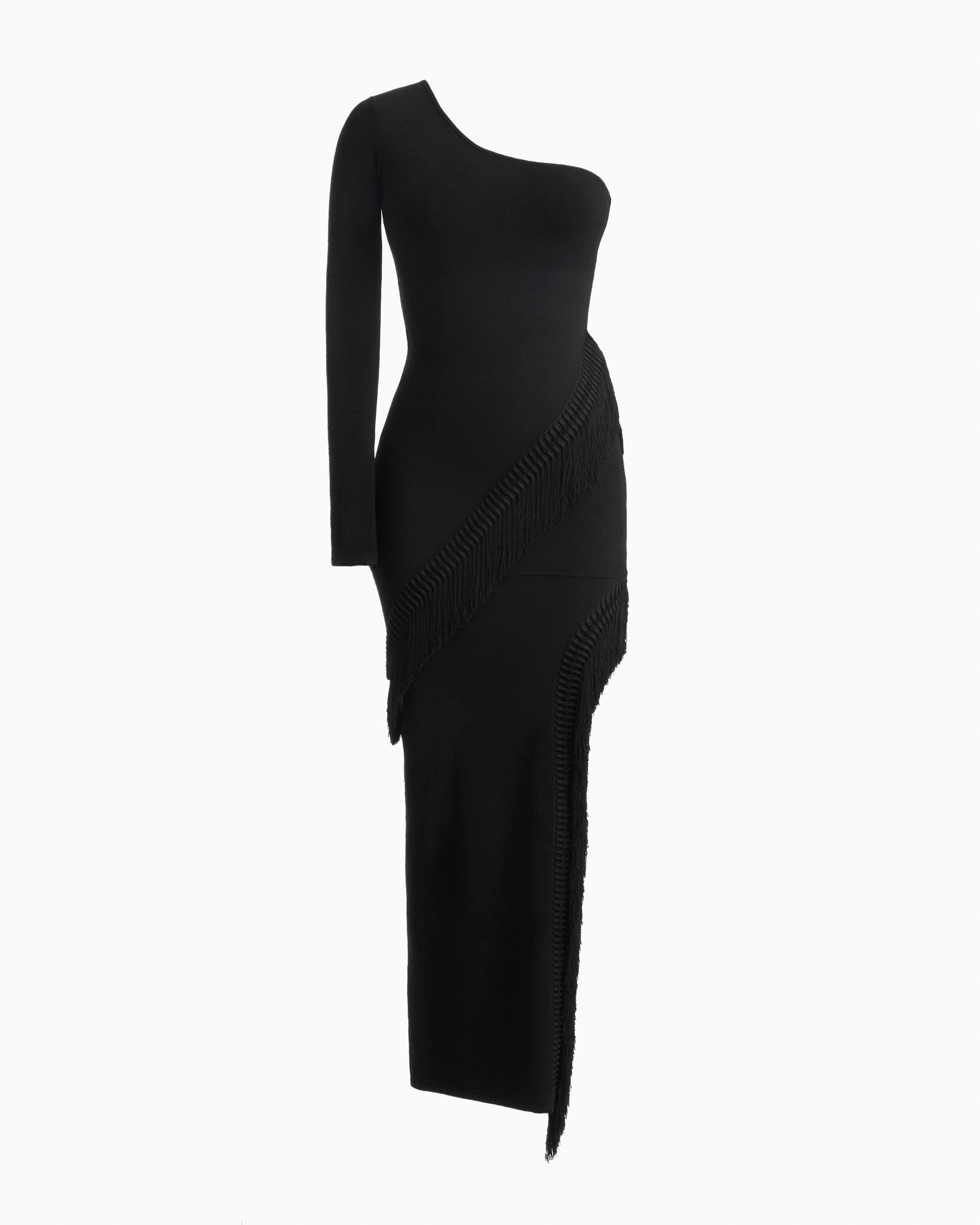 ROSIE asymmetrical fringe dress in noir ROSIE asymmetrical fringe dress in noir