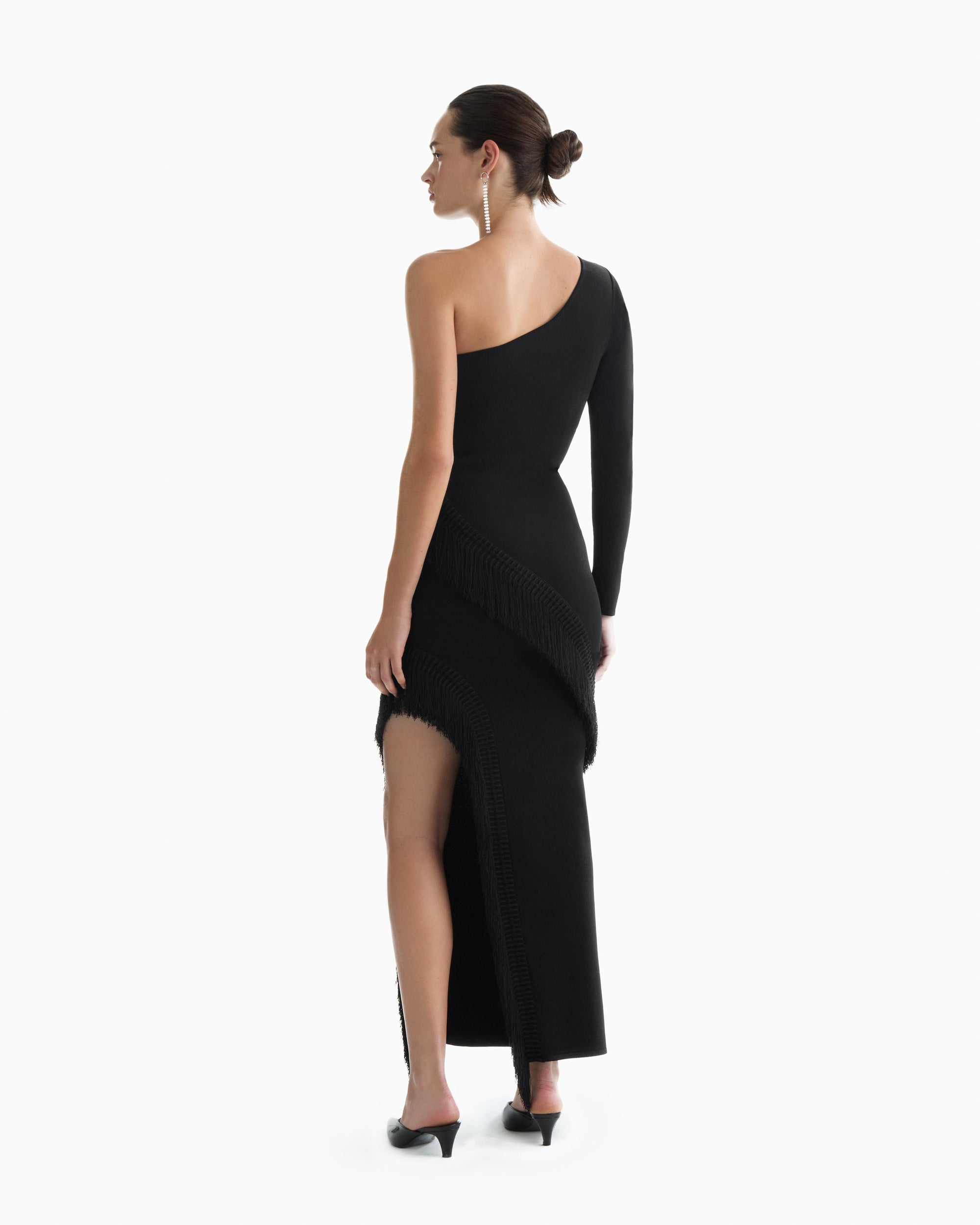ROSIE asymmetrical fringe dress in noir ROSIE asymmetrical fringe dress in noir