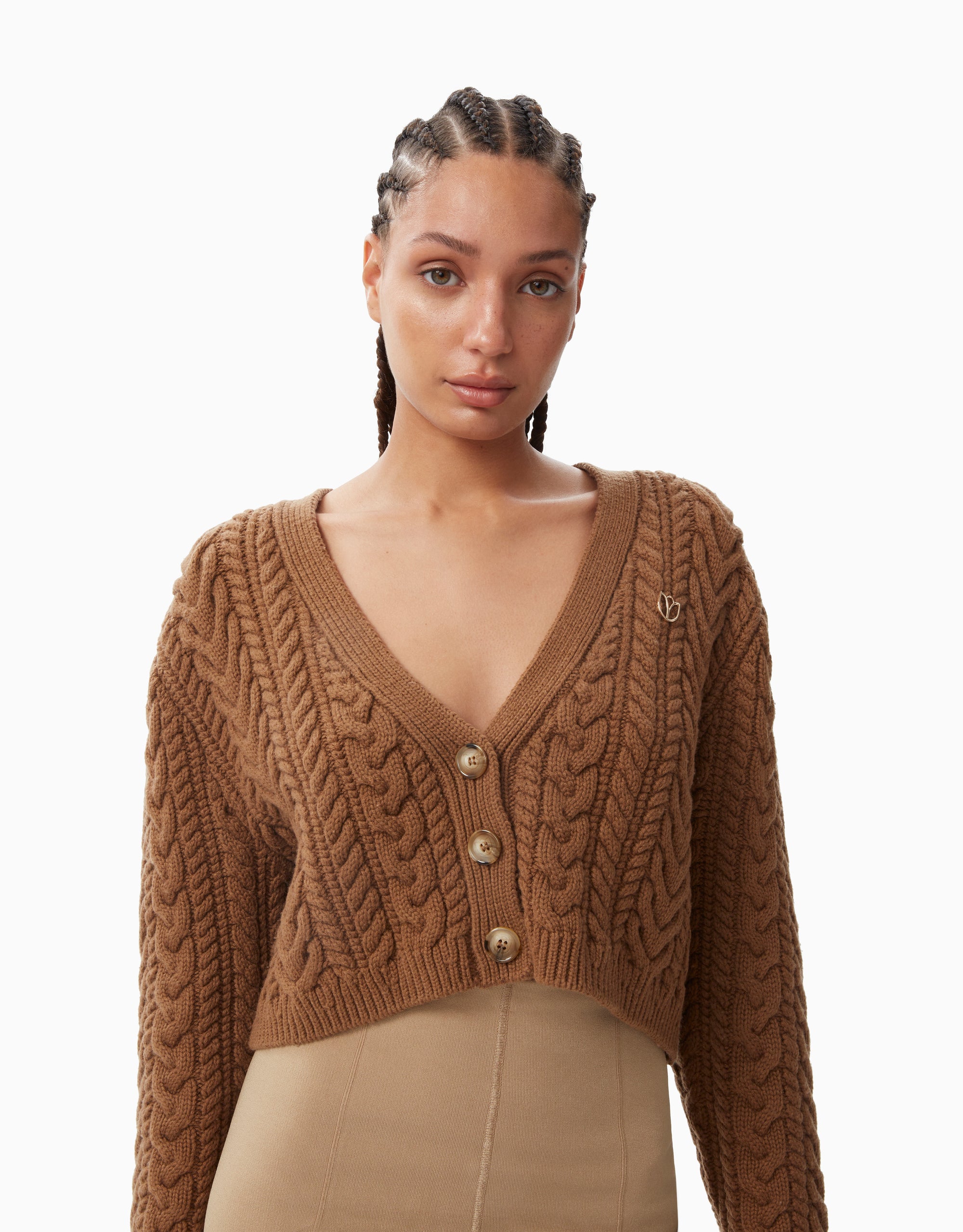 Camel cable sale knit cardigan