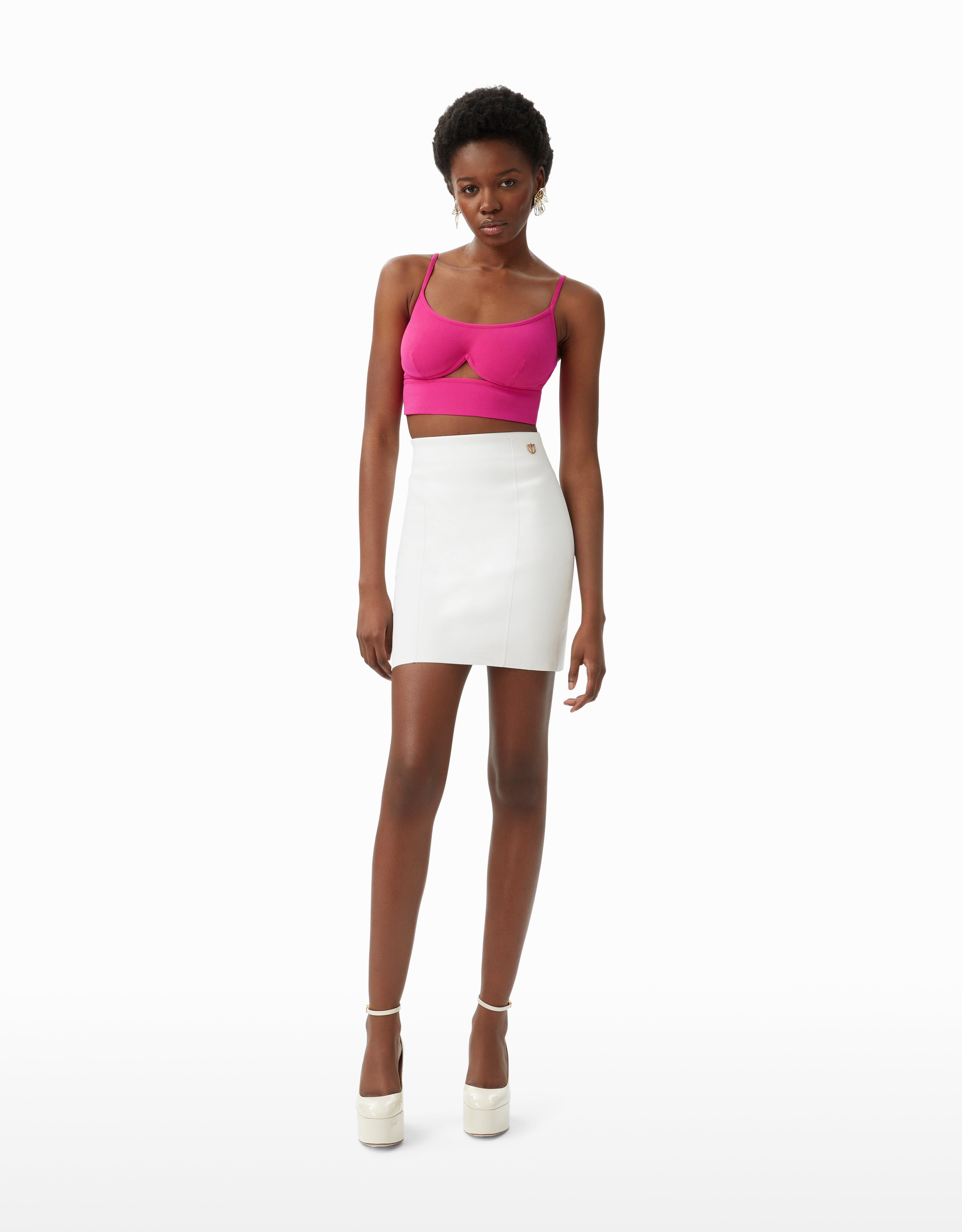 Ariana sculpt-knit keyhole bustier in fuchsia